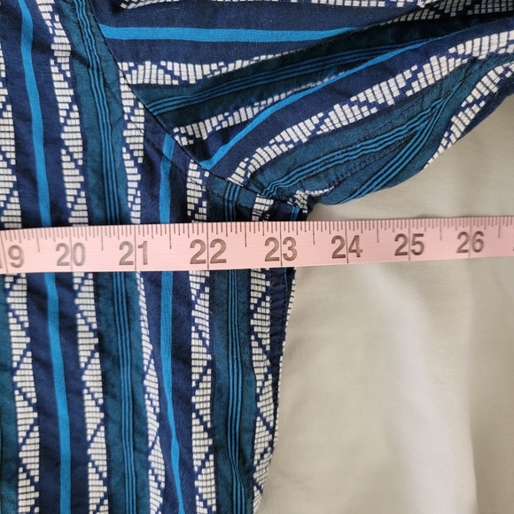 Robert Graham Flip Cuff Shirt Blue Striped Button Guitars Rock & Roll Mens Large - Picture 13 of 14